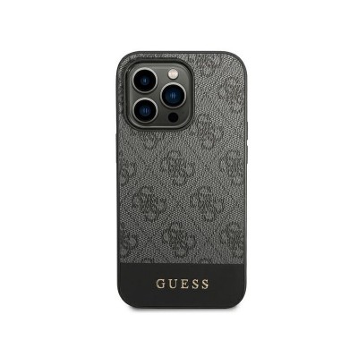 Husa iPhone 14 Pro, Premium Originala, Guess Stripe, Gri